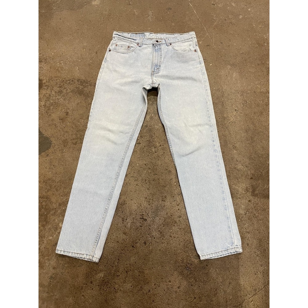 Vintage Levis 512 Jeans Mens 35x31 Light Wash Blue Slim Tapered Zip Fly USA 90s